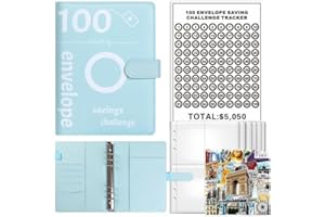SKYBOOK 100 Envelopes Saving Challenge,Savings Book with Cash Envelopes Fun Budget Challenges for Money Easy Budget Binder Organizer for Couples Offices Home School (Blue, Travel)