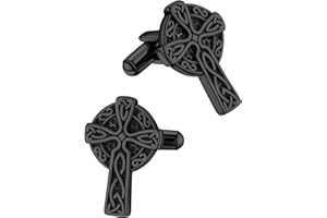 FaithHeart Cufflinks for Men, Vintage Style Viking Runes Compass/Wolf/Celtic Cross/Gothic Skull/Masonic Cuff Links Stainless Steel/Black, With Gift Box