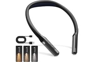 LQWELL Lampe de lecture LED pour le cou, 3 couleurs et 3 niveaux de luminosité réglables, pliable, portable, ergonomique et rechargeable pour les lecteurs, le crochet, la couture