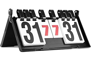 QWORK® Tableau de Bord de Flip Portable à 4 Chiffres, 39 * 21 cm, pour Volley-Ball, Badminton, Tennis de Table, Football - Durable et Facile à Lire