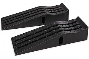 KATSU Plastic Car Ramps Extra Wide, 2 Pieces Heavy Duty Garage Ramps for Lifting Vehicle Vehicles, Workshop, Car Service and