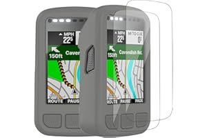 Moorovgi Pack of 2 Tempered Glass Screen Protectors + Case Compatible with Wahoo Elemnt Bolt V2, Protective Film Screen Protector GPS Bike Computer Accessories for Wahoo Elemnt Bolt V2 (Grey)