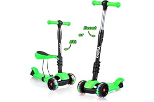 YOLEO Trottinette avec Siège 3 en 1, Trottinette 3 Roues Plateau Antidérapant LED, Patinette réglable en Hauteur Trottinettes, Idéal pour Les Enfants de 2 a 8 Ans