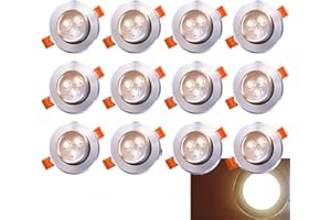 Gimisgu 12 faretti LED da incasso, 230 V, 3 W, luce bianca calda, 245 lm, faretti LED da incasso orientabili a 30°, CRI>80, per soggiorno, bagno, cucina, ufficio, dimensione foro Ø 70-85 mm