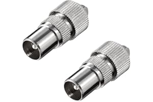 PENCILUPNOSE WWW.PENCILUPNOSE.COM PENCILUPNOSE 2x Male Coaxial Co-Axial TV Aerial Connector Plug (2 Pack) for Television RF Cable Freeview Metal