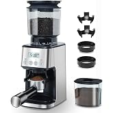 Homtone Electric Coffee Grinder, 51 Adjustable Grinding Levels, Silver | Stainless Steel Conical Grinder, Antistatic Technolo