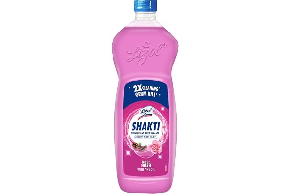 Lizol Shakti 900ml - Rose Fresh Floor Cleaner 2X Better Cleaning vs Phenyl Kills 99.9% Germs Removes Tough Stains Suitable for All Floor Cleaner Mops