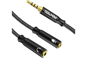 SOLMIMI Hörlursadapter för mikrofon med separat hörlurs- och mikrofonuttag för headset med dubbla kontakter, kompatibel med s