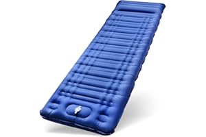 Arlierss Matelas de camping auto-gonflant - 12 cm d'épaisseur - Ultra léger - Avec pompe à pied - Matelas isolant auto-gonflant - Avec coussin pour randonnée, extérieur, voyage, randonnée, plage -
