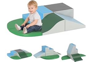 HOMCOM Parcours motricité bébé 6PCS, Module motricité bébé en Mousse EPE avec Housse en revêtement synthétique, Blocs Mousse de Construction, Jouets éducatifs Enfants d'âge préscolaire, Multicolore