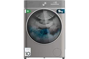Cecotec Lave-linge 9 kg à Chargement Frontal Bolero DressCode 9800 Inverter Steel A 1400 tr/min, Classe A, 16 Prog, Moteur Inverter Plus, SteamMax, OnSmart, SpaCare, Fuzzy Logic et Écran Tactile XXL