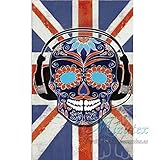 Toalla de playa estampada grande Calavera londres 90x170 100% algodón. Mizutex