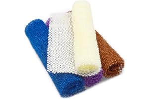 Saijer Lot de 4 éponges de bain en filet africain pour le corps - Lisse la peau - Extensible - Pour le bain - Pour homme et femme (4 couleurs)