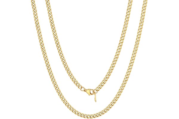 FOCALOOK Collier Homme Chaîne Cubaine Femme de 3/6/9/12mm en Acier Inoxydable 316L/Plaqué Or - Longueur de 35cm/45cm50cm/55cm/60cm/65cm/70cm/75cm