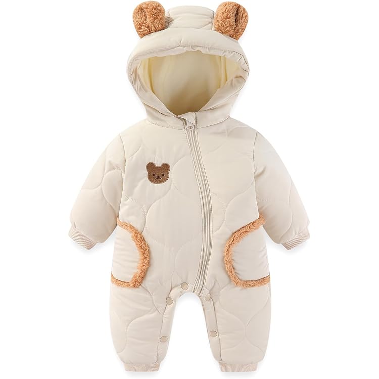 Combinaison Bébé Hiver Polaire - Pilote à Capuche Ours, Manches Longues | Taille 3-24 Mois, Unisexe, Imperméable Et Coupe-Vent