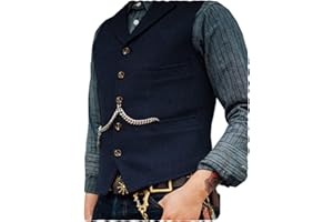 Ceehuteey Mens Suit Vest Waistcoat Tweed Retro V Neck Wool Herringbone for Prom
