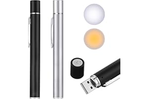 LEKIA Torcia Penna LED Riutilizzabile per Infermieri, Studenti, Medici, Ricaricabile USB Mini Torcia Tascabile con 2 Sorgenti LED, Lampadina Extra Calda, Clip Tascabile, Confezione da 2
