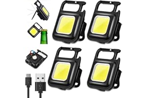 Miavogo Mini Taschenlampen Schlüsselanhänger, 4 Stück, Extrem Helle LED Taschenlampe 1000 Lumen, Kleine Starke Taschenlampe USB Aufladbar, Arbeitsleuchte mit Magnet, Inspektionsleuchten