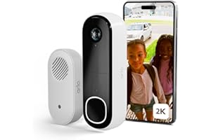 Arlo Essential 2K Videoportero WiFi + Timbre Inalámbrico Exterior Impermeable, Timbre Casa, Detector De Movimiento, Visión Nocturna, Audio Bidireccional, Prueba Arlo Secure Incluida, 1 Cámara, Blanca