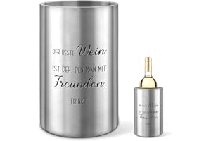 Yaryang Flaschenkühler Weinkühler Sektkühler Doppelwandig Edelstahl mit Stickers für Wein Champagner Sekt 12 x 19 cm Bierkühler Getränkekühler Freunden Geschenke für Weinliebhaber