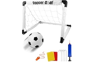 Maxesla Fussballtor 60x45cm, Kinder Fußballtore mit Fußball, Rote und gelbe Karten, Pfiff, Faltbar, Mit Aufbewahrungstasche, für Garten/Outdoor/Indoor