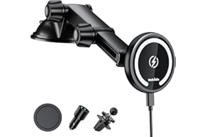 MAGJIEYX für MagSafe Autohalterung Ladegerät, Magnet Auto Handyhalter Kabelloses mit Fast Max 36W QC3.0 Ladeadapter für iPhone 16/15/14/13/12 Serie, 3 in 1 Lüftung/Dashboard/Windschutzscheibe