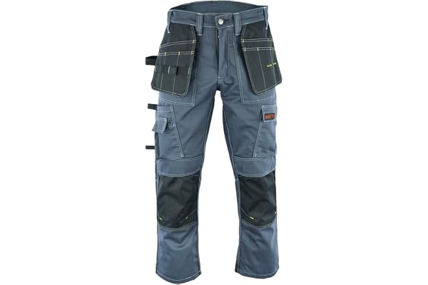 WrightFits Pantalon de travail Pro Builder pour hommes Pantalon cargo de combat de sécurité à usage intensif - Multi poches & Poches pour genouillère - Triple couture - Vêtements de travail durables