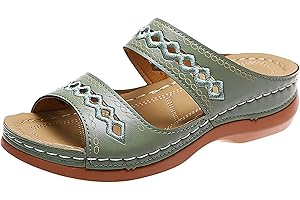 GENERIC SHOBDW Extra Wide Fit Sandals for Women UK Plantar Fasciitis Arch Support Summer Slippers Non Slip Rubber Sole Shower Sandals Retro Bohemian Open Toe Beach Shoes