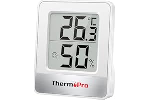 ThermoPro TP49 cyfrowy mini termometr z funkcją higrometru, pomiar temperatury i wilgotności powietrza w pomieszczeniu ze wskaźnikiem smiley do kontroli klimatu w pomieszczeniu, biały