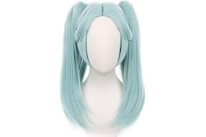 MAYSUWELL Cyberpunk Edgerunners Parrucca Cosplay Anime Rebecca Parrucche di Halloween Lungo Verde Due Capelli a Codino Tessuto Sintetico con Cappuccio per Parrucca Gratuito per Donne Comic Con