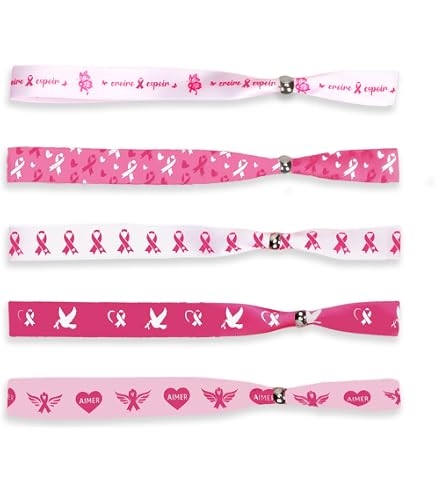 48 Bracelets Silicone Octobre Rose - Sensibilisation Cancer Du Sein, Messages D’espoir, Taille Unique - 6