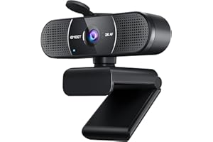 EMEET Webcam C960 2K, webcam QHD con copriobiettivo e doppio microfono, autofocus PDAF, telecamera streaming 76° con correzione automatica della luce, per Zoom/Skype/YouTube, Linux, Win10, Mac OS