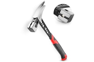 BILBAU Marteau de Charpentier avec Extracteur de Clous, Version Couvreur, Manche 600g - 21oz, Marteau Monobloc en Acier au Carbone avec Porte Clou Magnétique