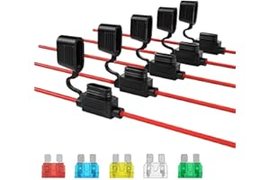 JIAHETIAN 12V Inline Fuse Holder,Jtron 10A15A20A25A30A Middle Size Inline Car Blade Fuse Holder ATC/ATO Automotive Waterpoof Car Fuse Socket Add-a-Circuit Car Fuse Holder 5 Pack TAP Adapter
