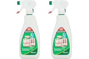 KROZ 500ml White Vinegar Cleaning Spray White vinegar for Cleaning Distilled White Vinegar for Cleaning Spray Bottle easy to use for Glass, Oven and Window Cleaning (Pack of Two)