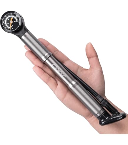 Mini Bomba De Ar Manual Schrader/Presta C/ Mangueira E Mânometro BETO