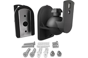 PUTORSEN Universal Speaker Wall Mount Brackets (2 Pack) - 3.5kg Capacity of Each - Tool-Free Tilt and Swivel - Compatible with Most Satellite Speakers