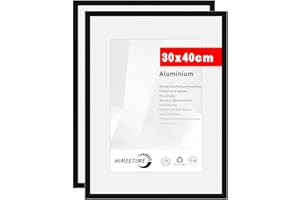 HIMEETIME Lot de 2 Cadre Photo 30 x 40 cm en Aluminium Noir,Cadre 30 x 40 cm Gallery Cadres de Posters Convient pour La Décoration Murale ou L'affichage de Galerie