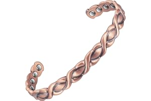 EnerCoppeX Bracelet magnétique 3500 Gauss pour homme et femme - 99,99 % cuivre pur - Bracelet magnétique classique indien tissé à la main - 8 aimants (B)
