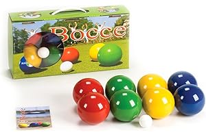 ‎SPORT-THIEME Londero Boccia-Spiel mit lackierten Holzkugeln | Boule-Set aus 8 Kugeln, Zielkugel und Tragebox | Gewicht pro Holz-Kugel: 283 g, ø 80 mm | In 4 Farben lackiert