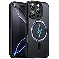 Elzzi Magnetic Guard Designed for iPhone 16 Pro Max Case Translucent Matte Hard PC + TPU Back Cover [Compatible with MagSafe] Anti-Scratch Shockproof Phone Case (6.9 Inch, Black)