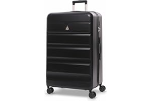 Aerolite Large 28in 100L Lightweight ABS Hard Shell 4 Wheel Spinner Travel Hold Checked Check in Luggage Suitcase (Black)
