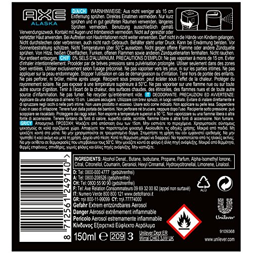 AXE Deospray Alaska ohne Aluminium, 3er Pack (3 x 150 ml) - 2