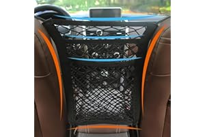 VYZUTR Borsa in rete per auto a 3 strati, borsa in rete per lo schienale, cancello di sicurezza per bambini del sedile posteriore, supporto per tessuto bagagli, borsa in rete per riporre il conducente
