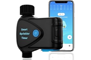 RISOON WiFi Water Timer with Flow Meter - No Hub Required, Flow-Sensing Smart Sprinkler Timer Compatible with Alexa & Google Home, Wireless Remote Garden Irrigation, Real-Time Water Usage Monitor