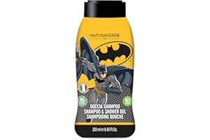 Naturaverde | Kids - Warner Bros Batman - Doccia Shampoo per Bambini, Sapone da Doccia per Corpo e Capelli, Prodotti per Igiene Bambini, con Estratto di Tè Verde BIO, 250ml