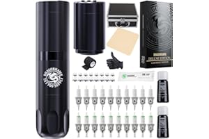 EXTREME TATTOO Dragonhawk Tattoo Machine Set Wireless Battery Rotary Tattoo Pen LCD Display with 2pcs batteries Rechargeable Tattoo Cartridges Needles with box for tattoo Beginner