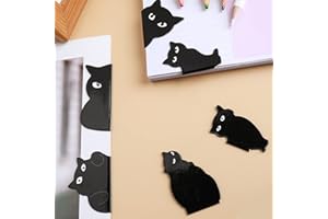 Mabor 6 szt. magnetycznych zakładek, czarny kot zakładka czarny uroczy kot wzory, szczęście lekkie i łatwe w użyciu, mocne trzymanie, idealne prezenty dla miłośników książek