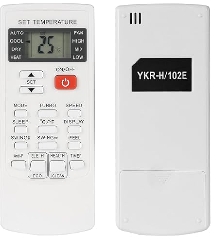 YKR-H/101E YKR-H/102E Telecomando Condizionatore Compatible with Fujitsu General Fuji-Electric Hiyasu AC A/C FW11-4500-I UAAS24-18 MUPR09H9A MUPR12H9A FW6-4500-ECO FW10-3000 FW10-4500 FW10-6000