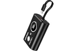 AsperX Power Bank 10000mAh,PD 30W Power Bank mit Eingebautem USB-C Input&Output Kabel Akkupack Mini Klein Aber Stark Externe Handyakkus Schnellladefunktion für iPhone 15 14 Serie Samsung S23 iPad etc